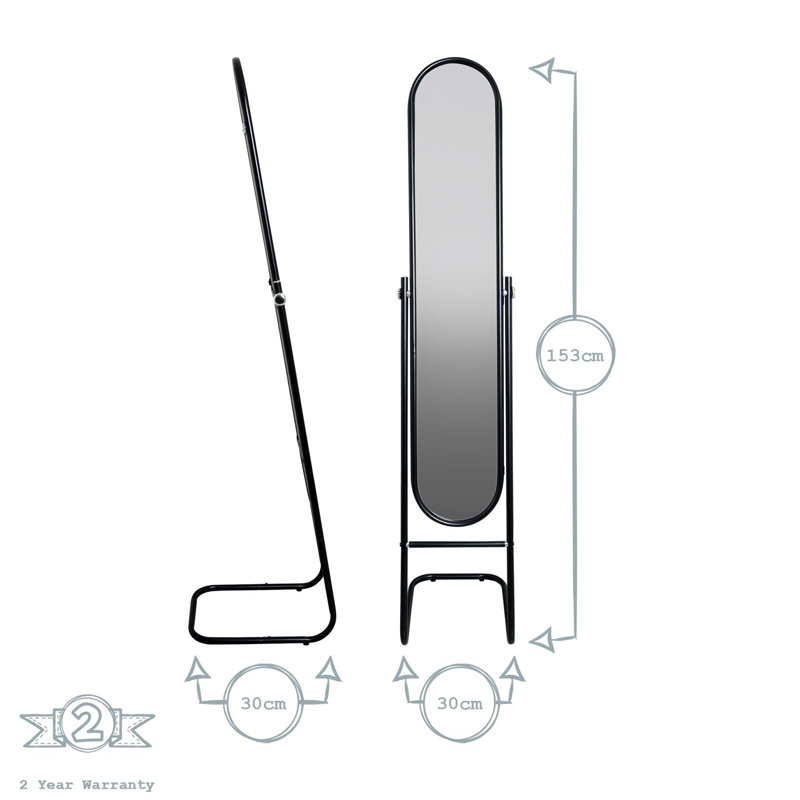Metal Floor Mirror, Black