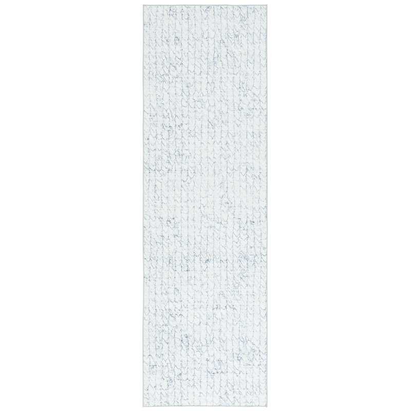 Tapis gris / bleu Athiran 901, Tapis de couloir 2 pi 6 po x 8 pi