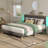 Velvet Upholstered Platform Bed Frame With Storage Headboard And LED Lights-979535343-978940313