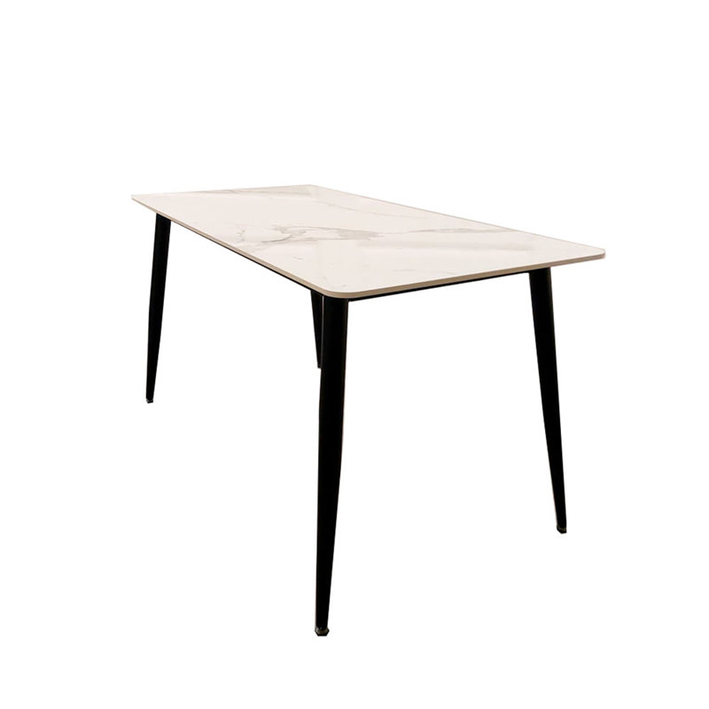 Stone Top Metal Base Dining Table, White