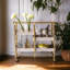 Gold & White Washed Finish Serving Cart