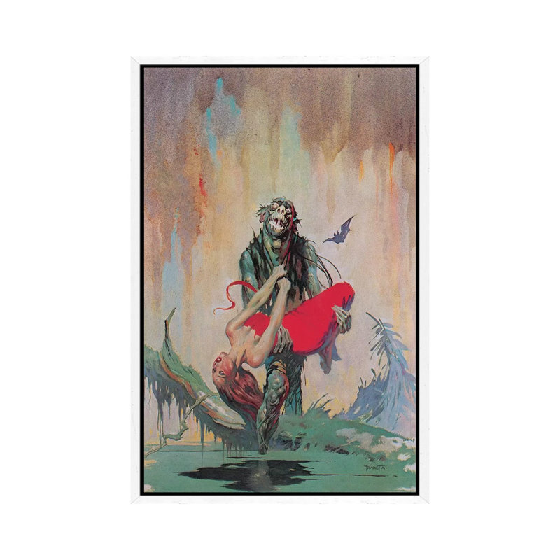 Monster Men by Frank Frazetta - Painting on Canvas, White Framed, 66.04cm H x 45.72cm W x 3.81cm D