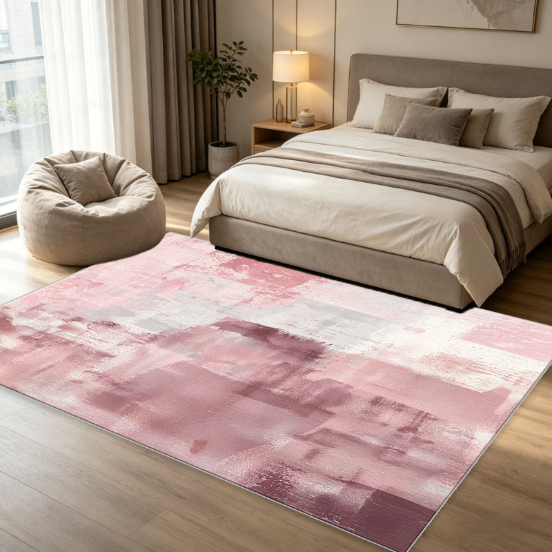 Pink Abstract Art carpet-easy to clean, machine-washable, soft and comfortable; suitable for door mats, kitchens, living rooms, bedrooms, corridors, and laundry areas. Easy to clean, durable carpet for home decoration.