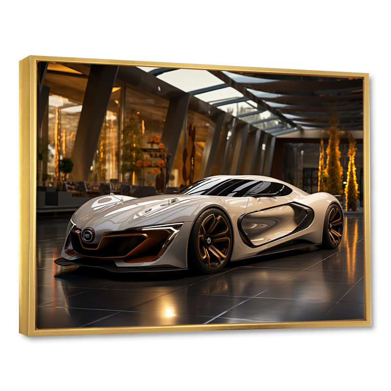 Vitrine de voiture de sport exotique - art mural voiture exotique, Cadre doré à coins fermés, H 34 po x l 44 po x P 1,5 po