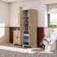 Armoire de rangement en panneau de fibres à densité moyenne 23,3 po x 16,9 po x 71,2 po avec tablettes réglables pour l'organisation de la salle de bain, du bureau et de la maison-275039916