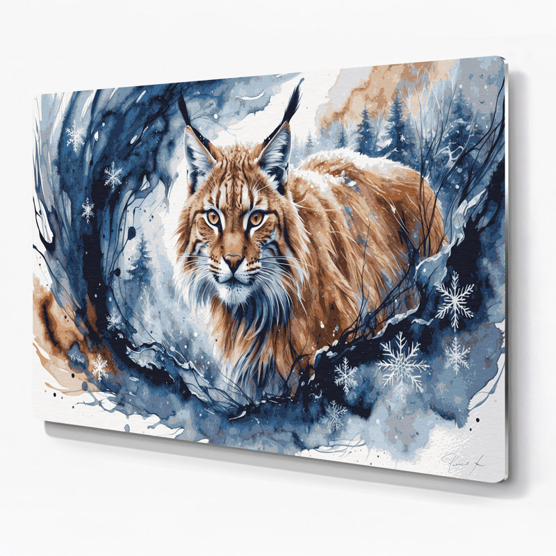 «Big Cats», Lynx russe, art mural en métal rose