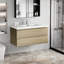 Meuble-lavabo 42 po avec lavabo en résine, bois de chêne naturel et tiroir à fermeture en douceur