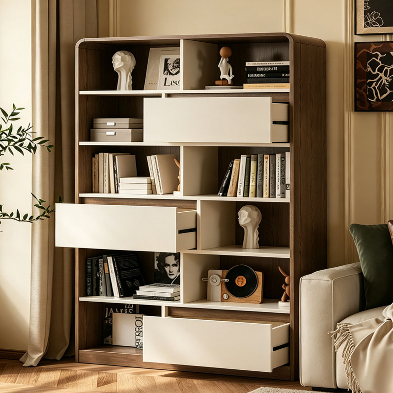 Simple floor-standing bookcase display cabinet