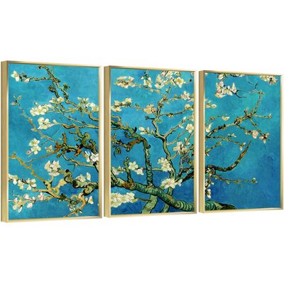 Apricot Blossoms On Branch by Vincent Van Gogh - 3 Piece Picture Frame Print Set on Canvas -  Vault W Artwork, EDA104E47FAF4ADD84DC92817E296306