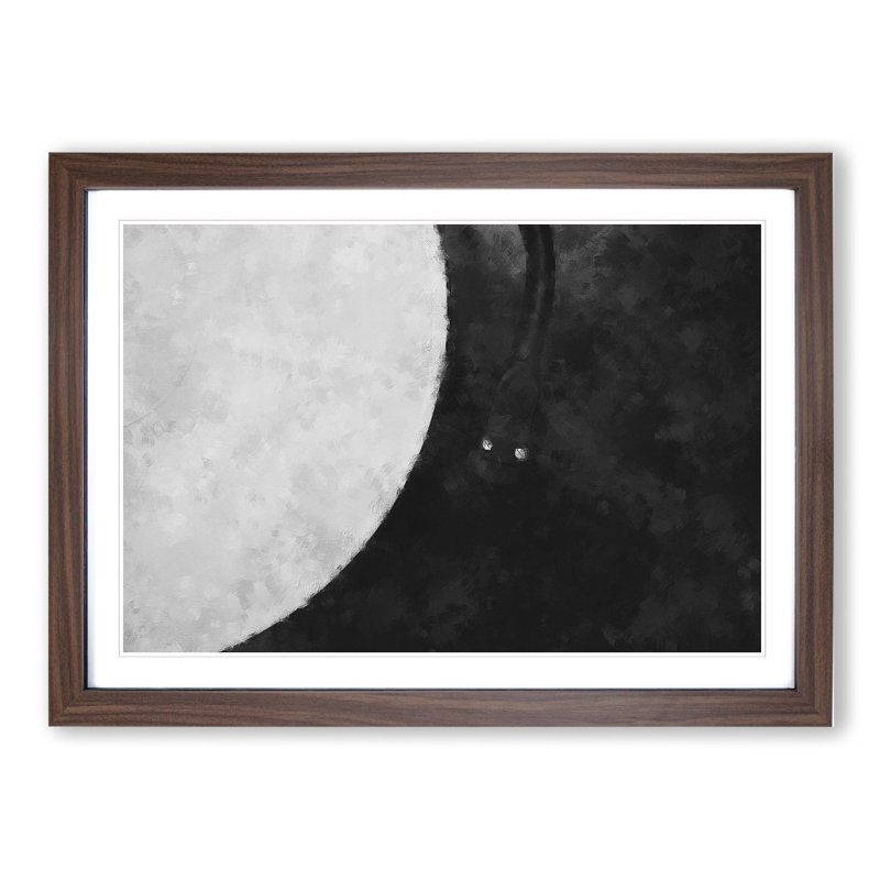 Needle on Vinyl in Black and White - Picture Frame Painting, Walnut Framed, 48cm H x 65cm W x 2cm D