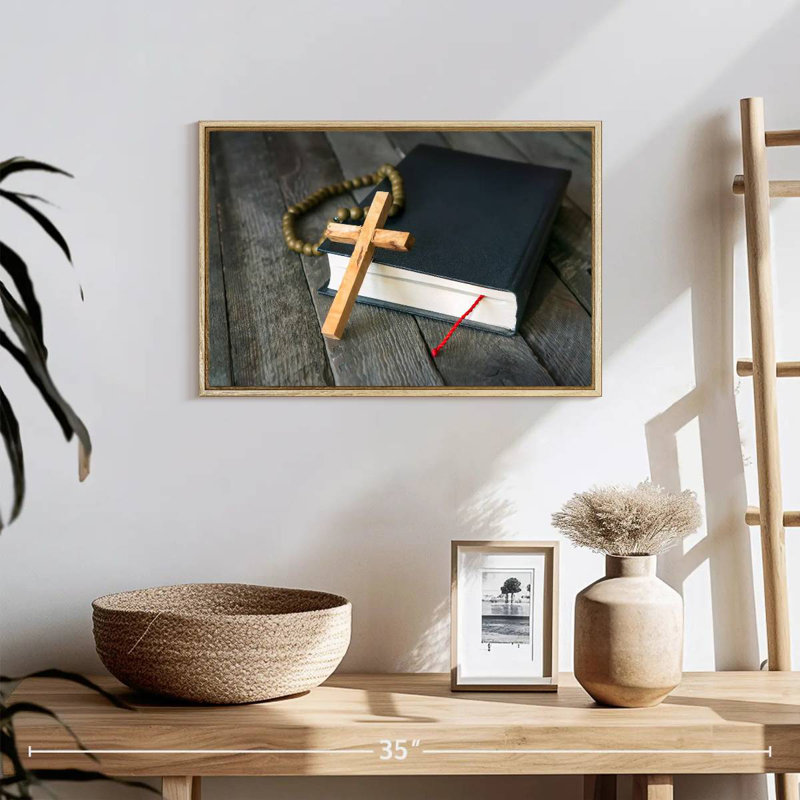 Croix en bois, Cadre flottant en bois naturel, 19 po x 13 po