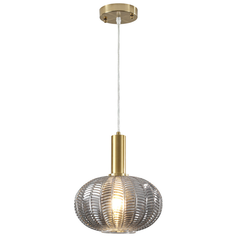 Luminaire suspendu sphérique en verre 1 lumière 10,24 "à intensité variable pour îlot de cuisine, Doré