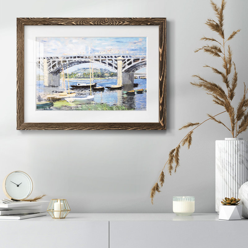 Le pont sur la seine, 1874 - reproduction d'un seul cadre photo, Noyer, H 22 po x l 32 po