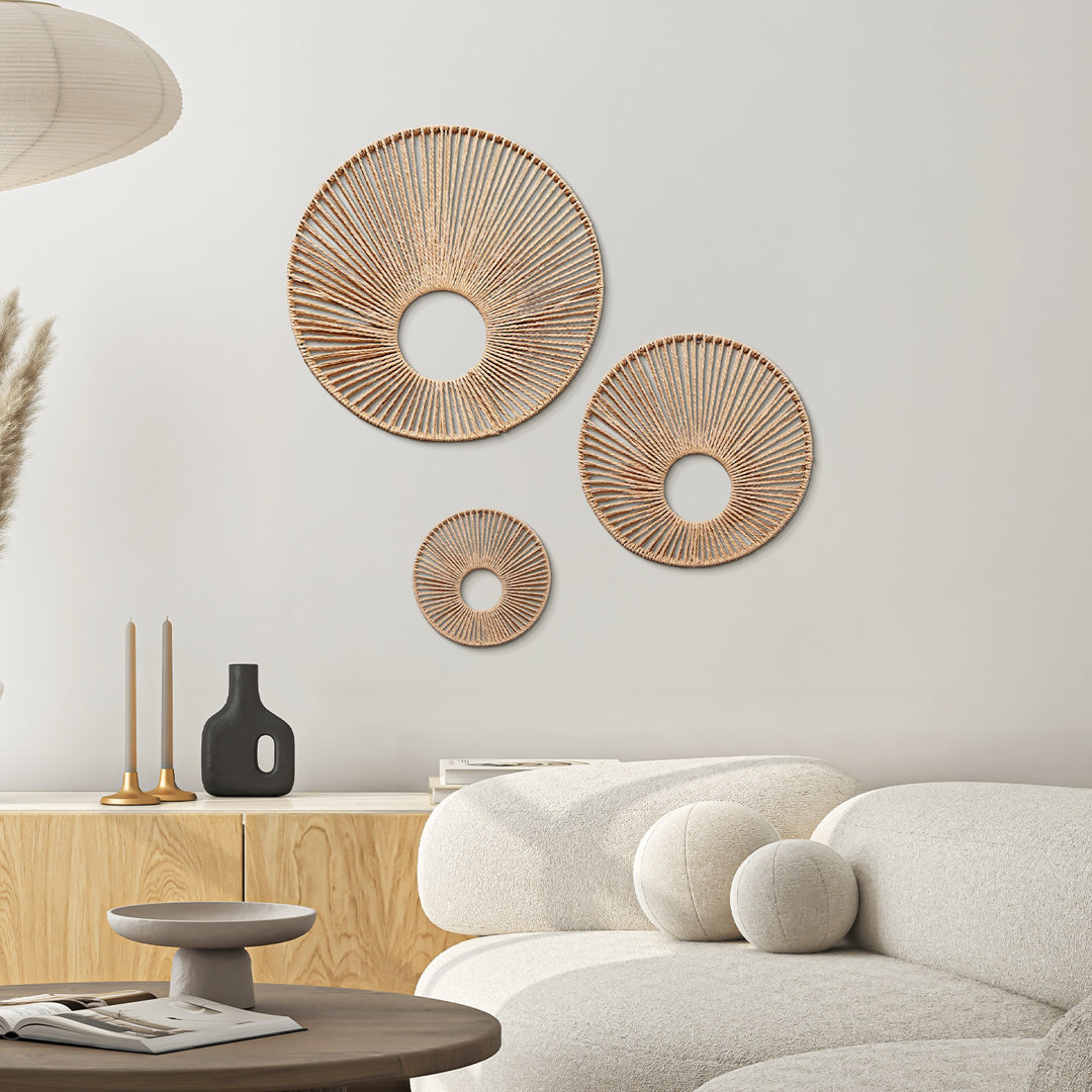 Molly Woven Paper Rope Wall Decor, Set Of 3 - Natural Dakota Fields