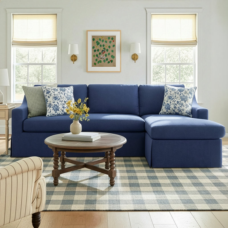 Cranbrook Upholstered L-Shaped Sectional, Right Hand Facing, Canvas Navy Sunbrella® Canvas