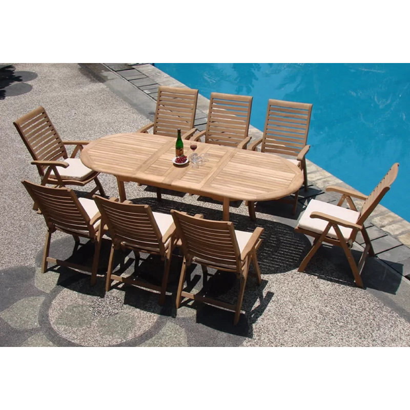 Tre Outdoor 11 - Piece Teak Dining Set, 8, 30.5" H x 94" L x 40" W