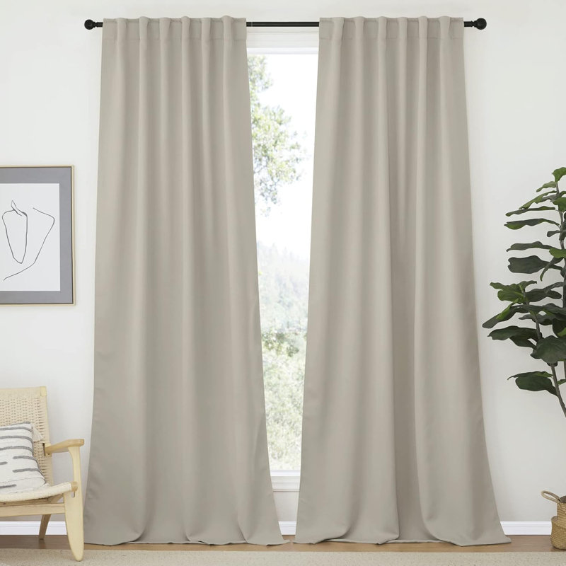 Blackout Curtain Light & Noise Reducing Room Darkening Drapes for Bedroom/Living Room/Kitchen, 2 Pieces, 52" W x 108" L