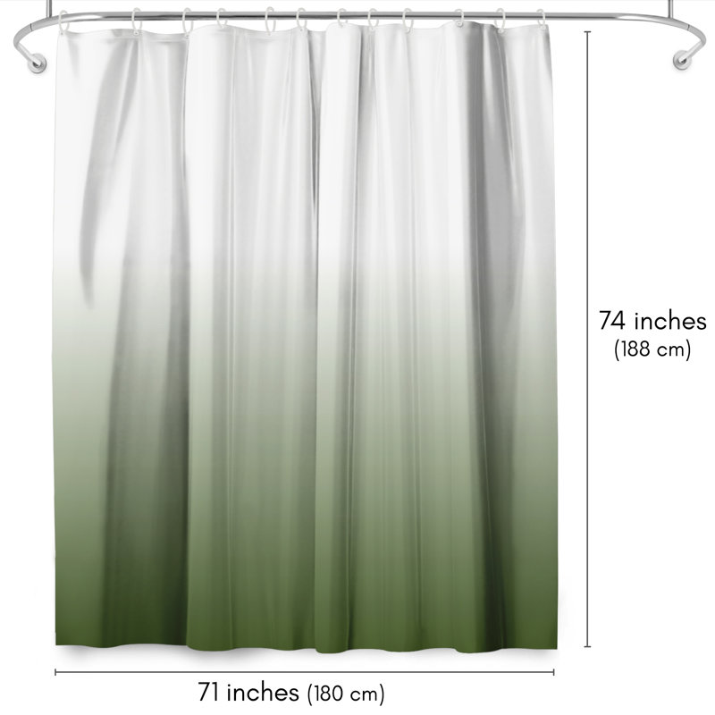  Rideau de douche 71 x 74 vert sauge dégradé - 100% polyester, Vert sauge