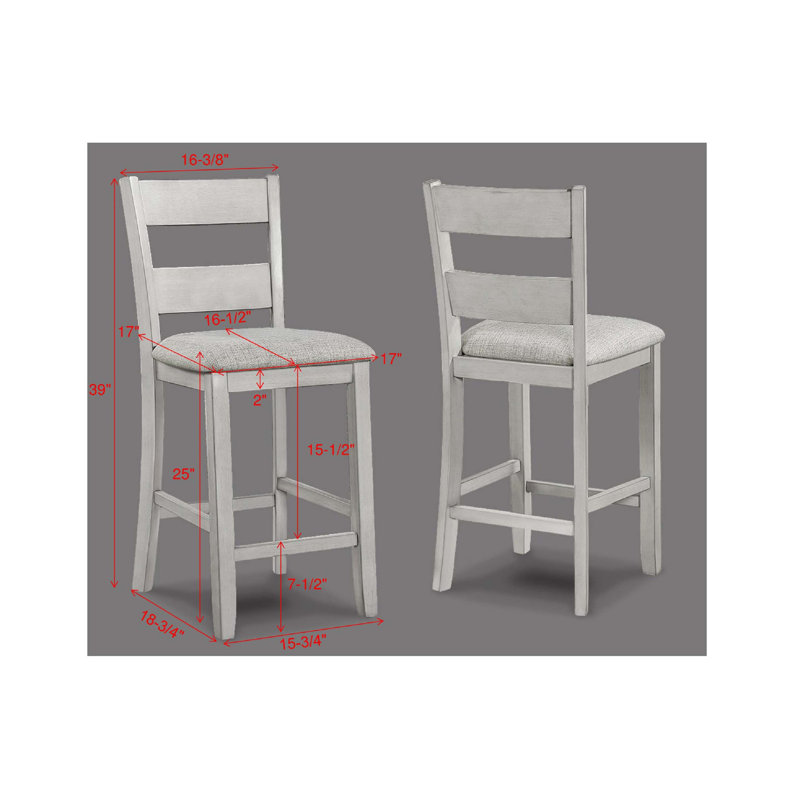 Ensemble de salle à manger 5 pièces à hauteur de comptoir Rustic Farmhouse, Blanc antique, Blanc antique