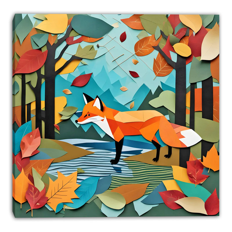 «Autumn Fox», art mural sur toile tendue, H 30 po x l 30 po