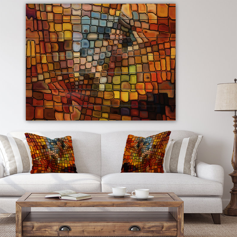 Rêve de vitrail - reproduction d'art, H 30 po x l 40 po x P 1,5 po, Bois