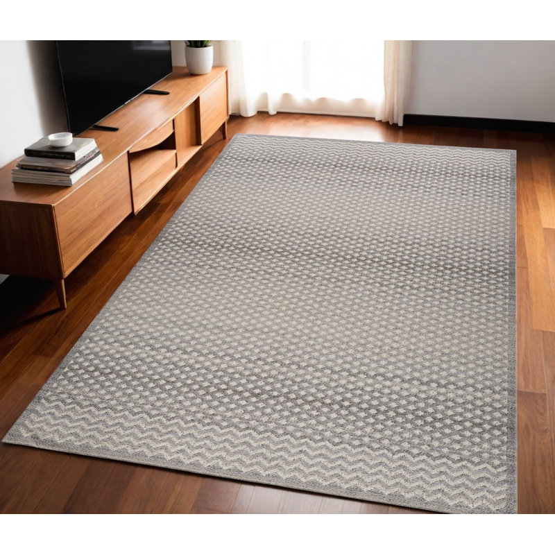 Tapis damier gris et beige 5 pi x 8 pi