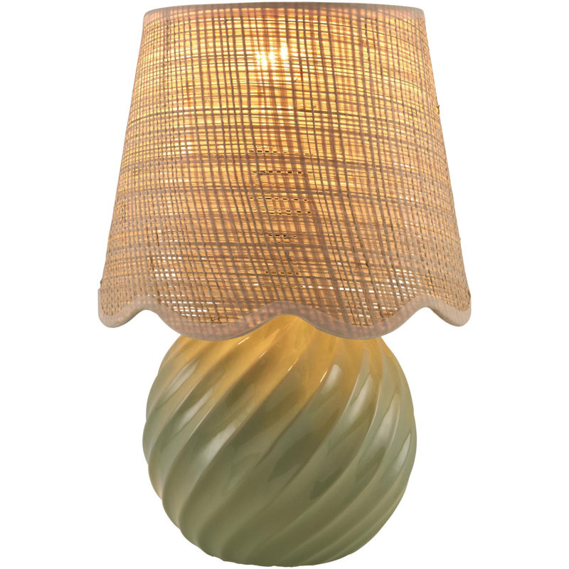 Wyatan Table Lamp, Green, Rattan