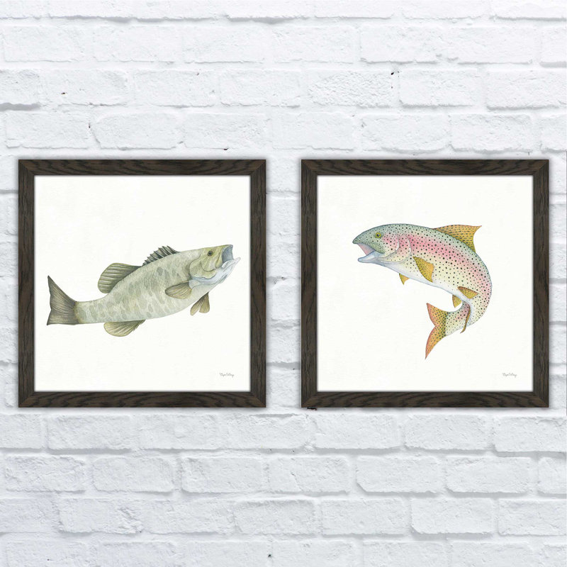 " Gone Fishin Small Mouth " 2 - Pieces, 16.5" H x 33" W, No Mat
