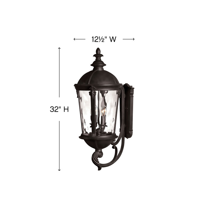 Windsor 3-Light Outdoor Wall Lantern, 25.5" H x 9.5" W x 12" D, Black