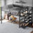 Queen Loft Bed With Desk And Storage Stairs, Metal Loft Beds With LED Lights, USB Ports, Multifunctional Iron Nets, No Spring Box Needed And Noise-Free, Black-692708231