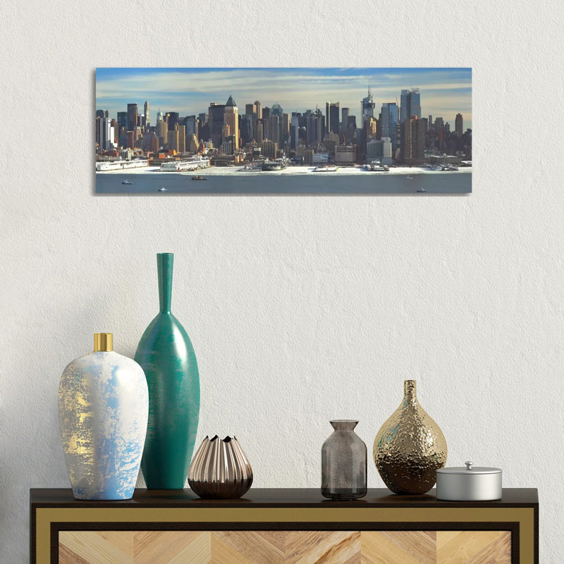 New York Panoramic Skyline Cityscape (Winter) - Wrapped Canvas Panoramic Print, 30.48 cm H x 91.44 cm W x 1.91 cm D