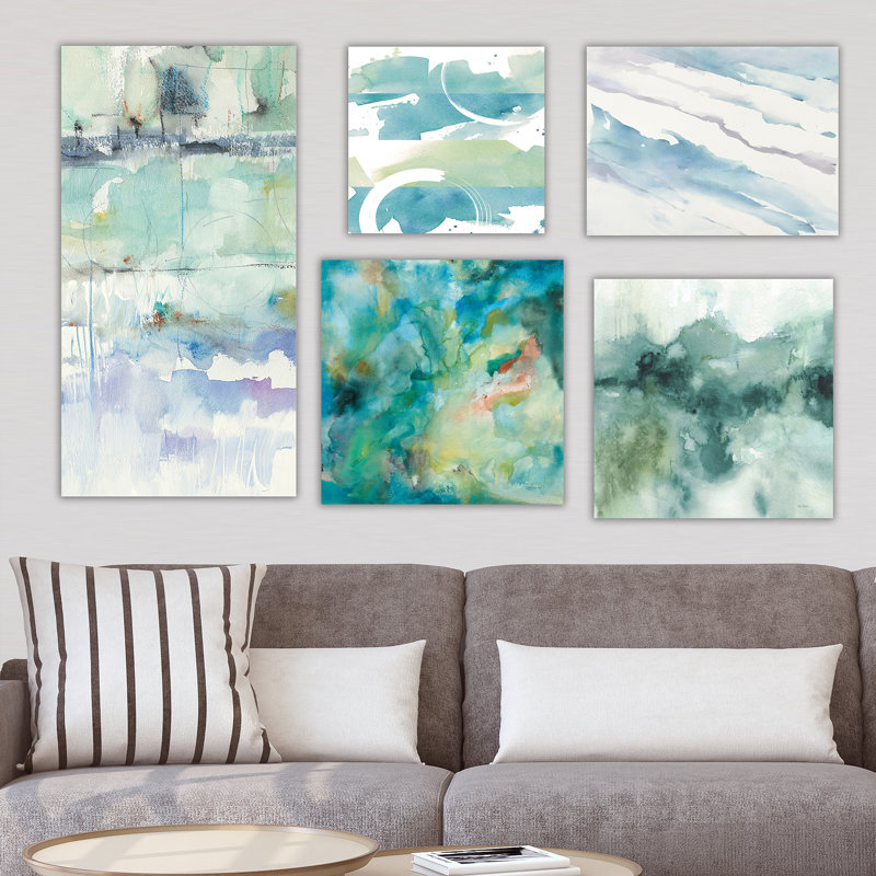 Ensemble de 5 reproductions murales "green collection" sur toile