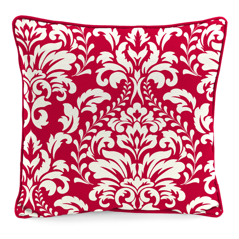 16" x 16" Outdoor Throw Pillow with Welt, Red Medallion