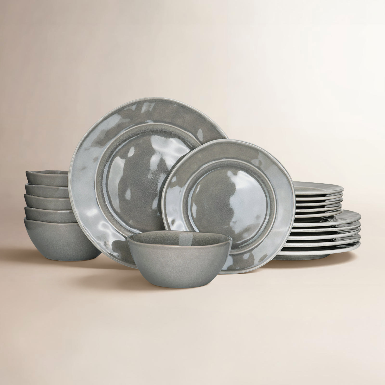 Stoneware Dinnerware Set, Slate Gray
