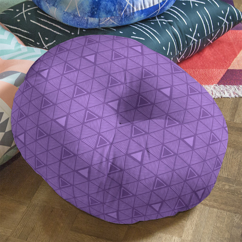 Coussin de sol triangulaire dessiné à la main, 26 po x 26 po, Violet
