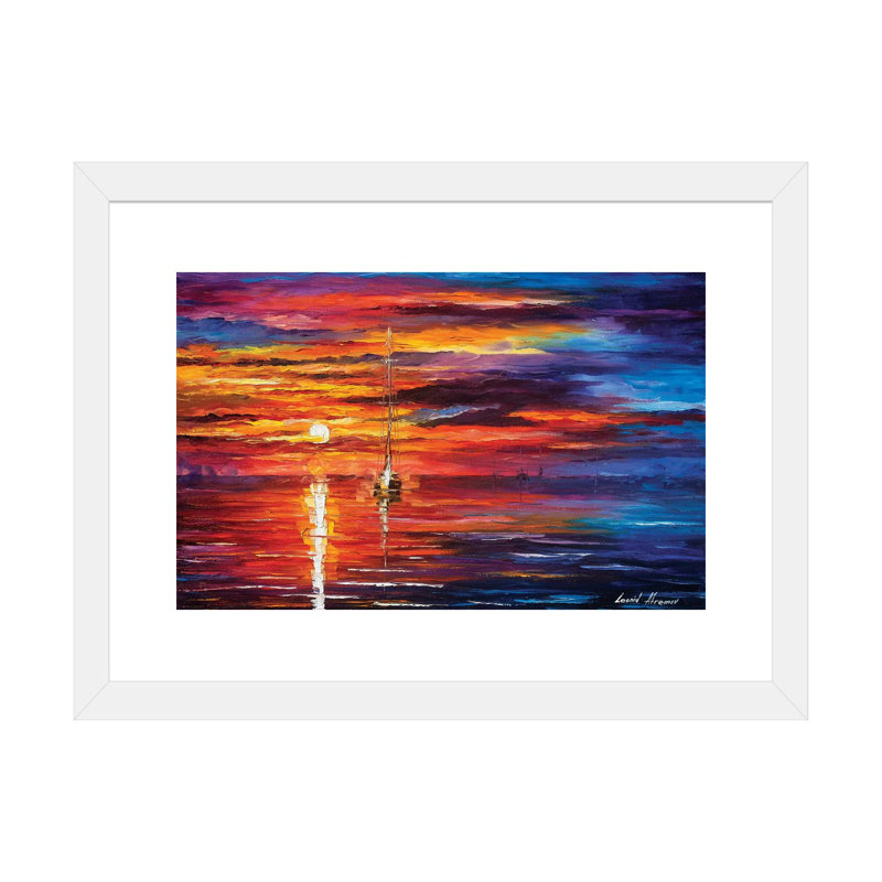 «Sky Glows» par Leonid Afremov, reproduction d'art sur toile tendue, H 24 po x l 32 po x P 1 po, Papier encadré blanc