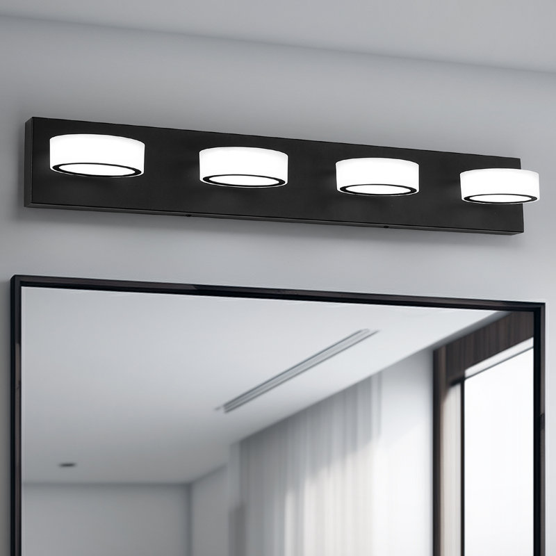 Éclairage pour meuble-lavabo à DEL Macfadden, haute transmittance et intensité variable avec rotation à 270 °, 4, Noir mat
