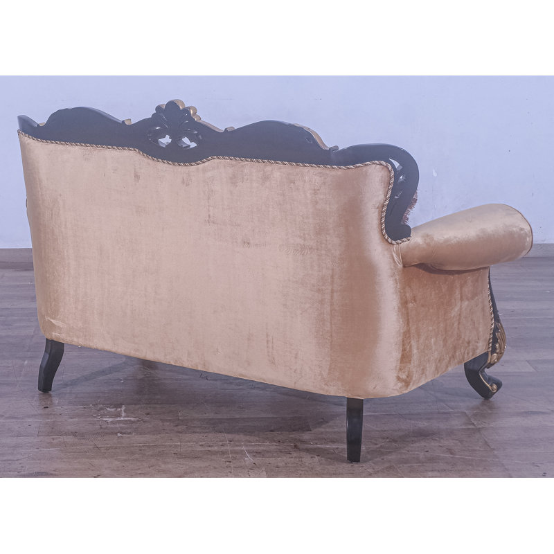 Loveseat, Black/Gold Linen Blend, Brown