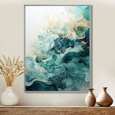 Jaici Teal Gold Minimalism Serenity In Motion - Minimalism Wall Decor