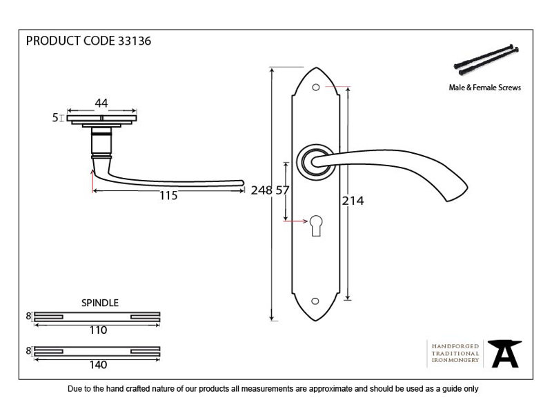 Gothic Lock Door Handle, Black, Right