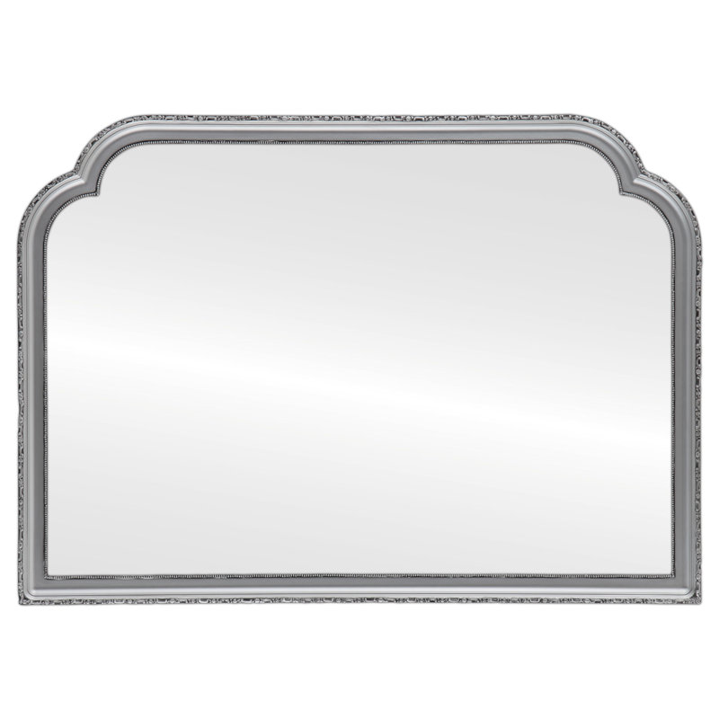 Arnak Wood Frame Arch Wall Mirror, Silver Spray