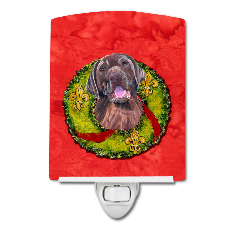 Cairn Terrier Christmas Wreath Ceramic Night Light, Brown Labrador