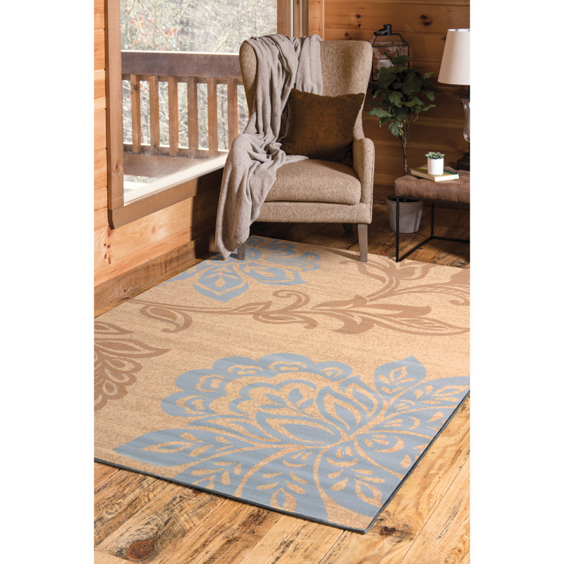Tapis bleu / beige Plattsmouth, Rectangle 1 pi 11 po x 3 pi 3 po