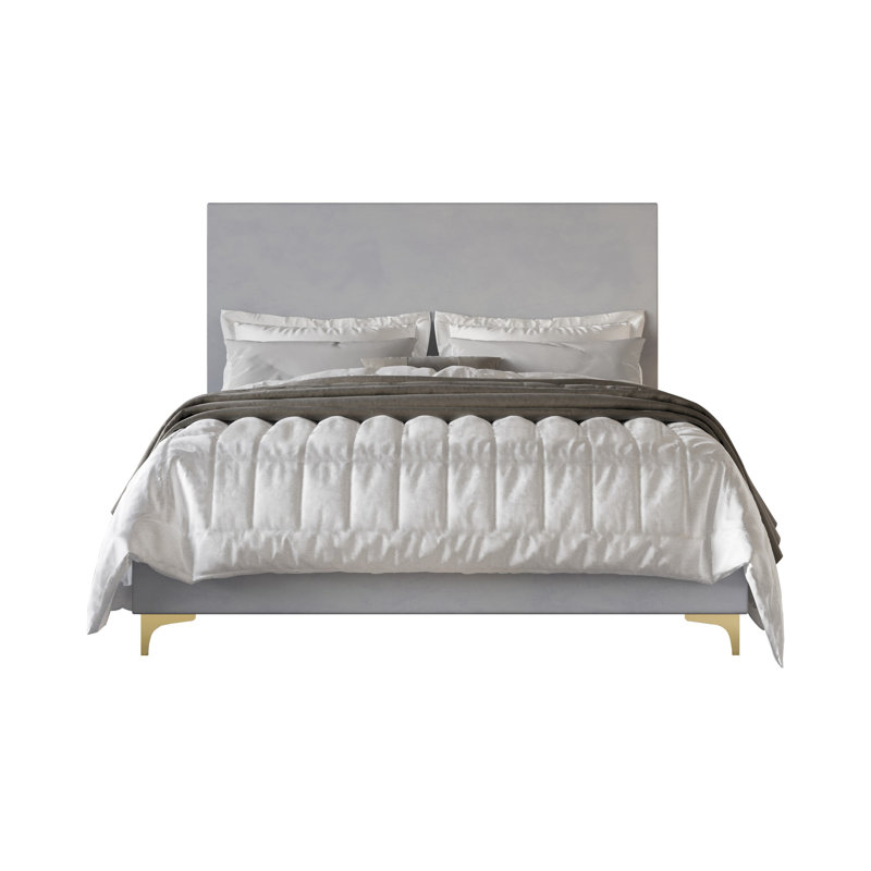 Rhea Upholstered Standard Bed, Twin, Silver Gray