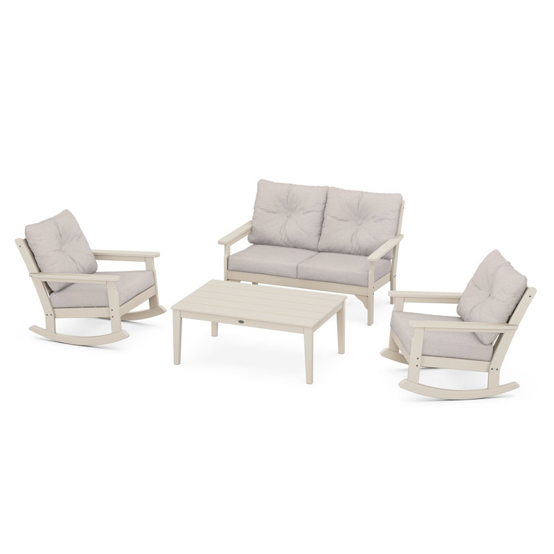 Vineyard 4-Piece Deep Seating Rocking Chair Set, Sand, Ash Charcoal