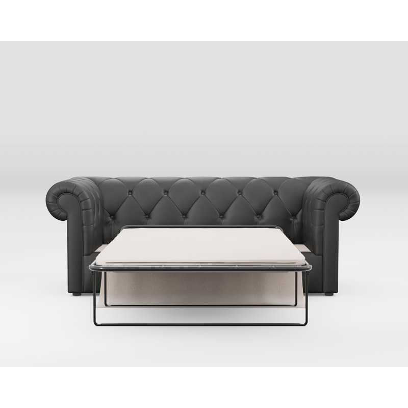 Melrose 3 Seater Leather Sofa Bed, Raven