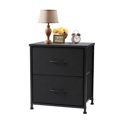 Nightstand, 2 Drawer Dresser Bedside Storage Furniture, Small Dresser with 2 Drawers, End Table with Fabric for Bedroom, Closet, Entryway, College Dorm