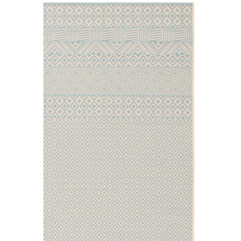 Tapis intérieur / extérieur beige / turquoise Lenwood, Rectangle 4 pi x 5 pi 7 po