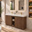 Meuble-lavabo autoportant à double cuve 60 po avec portes cannelées en noyer et dessus de lavabo intégré Lumene-1527816031-1439339873
