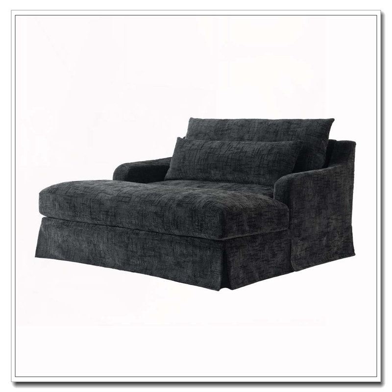 Canapé 59,5 pouces avec surface texturée et deux coussins, Noir